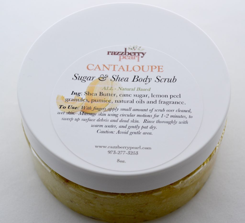 Cantaloupe Sugar & Shea Body Scrub 5oz. Razzberry Pearl